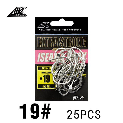 JK EXIH #10-19 Size 25-45PCS High Carbon Steel Fishing Hooks Japan Hooks Light Sea Jigging Carp Single Barbed Hook: 19   25PCS / 1 PACK
