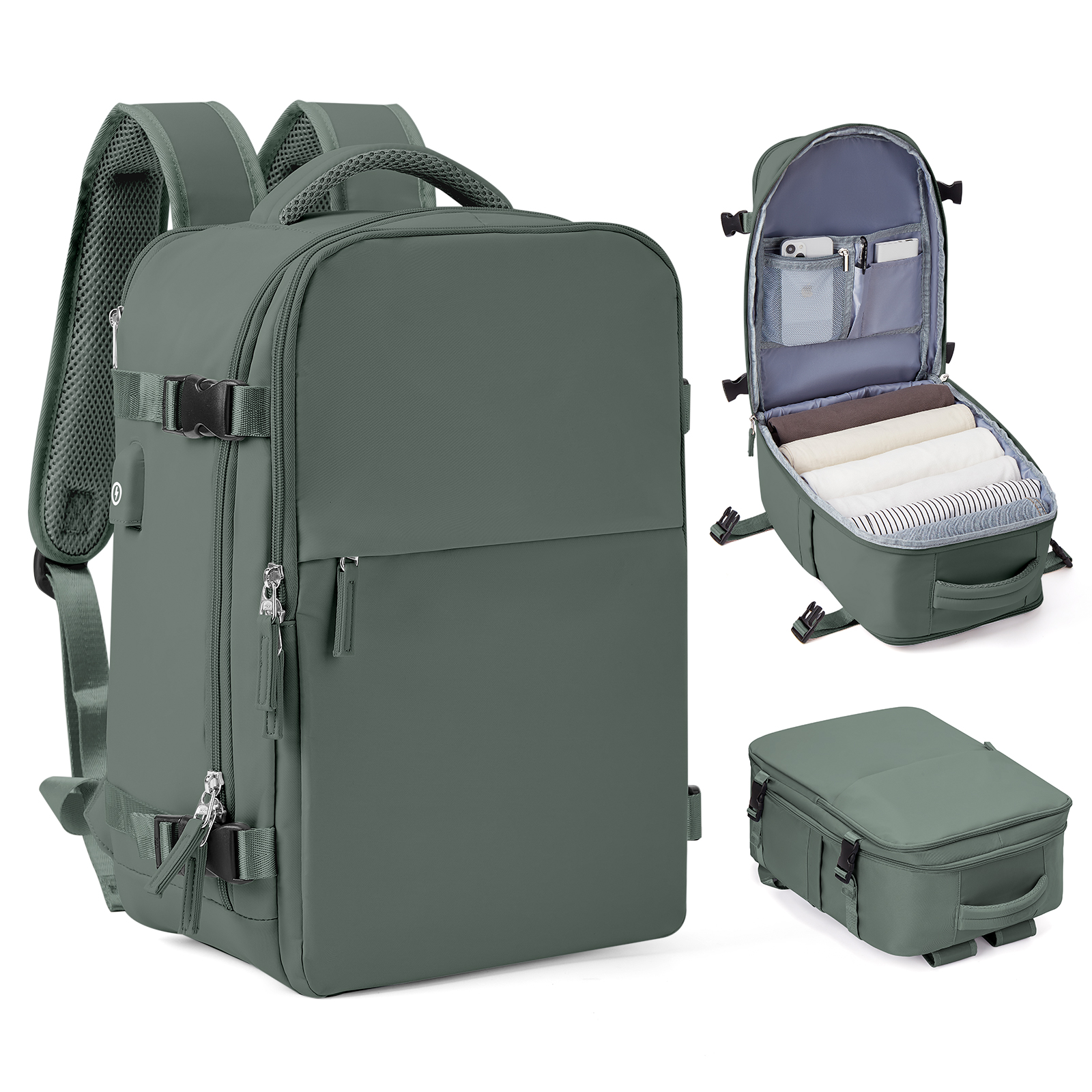 Cabin Bag 40x20x25 Ryanair Backpack, Easyjet 40x20x25 Carry-On Luggage on Airplane, Laptop Bag Hand Luggage Travel Backpack: 16 inches / army green