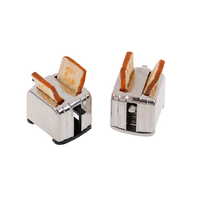 Doll House Mini Bread Machine Toaster 1/12 Scale With Toast Miniature Doll House Accessories Cute Decoration