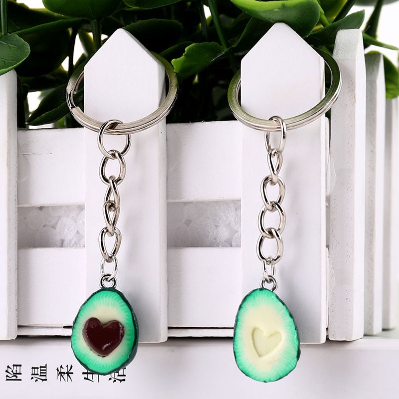 Simulation frugt avocado hjerteformet nøglering avocado rygsæk nøglering vedhæng smykker nøglering ven