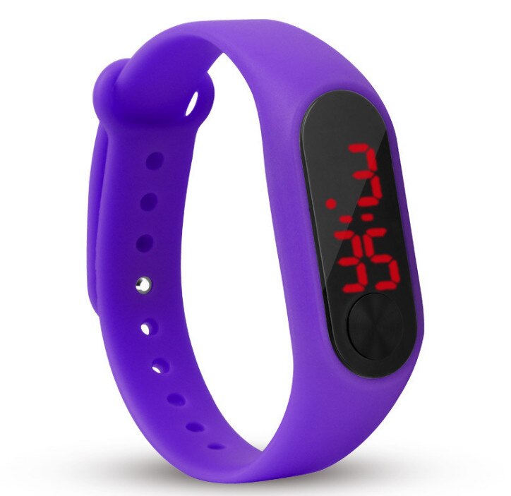 Reloj Led deportivo para niños, Reloj Digital para hombres y mujeres, pulsera de poliuretano para niños, Reloj electrónico para niños y niñas Reloj Digital Reloj Nino: Púrpura