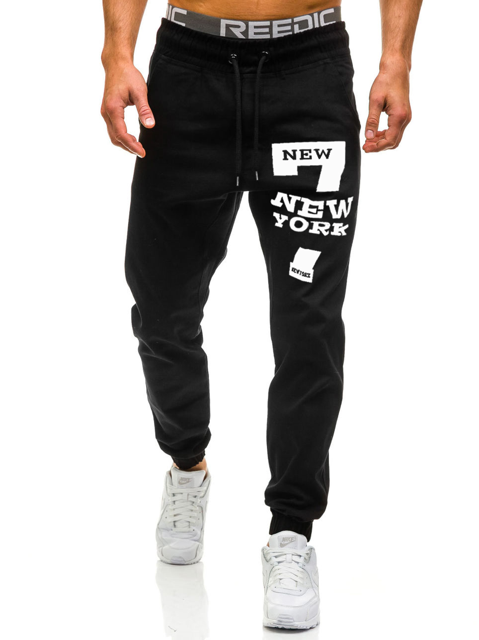 Pantalones largos deportivos informales para hombre, pantalón de chándal largo, para correr, gimnasio: L / Negro