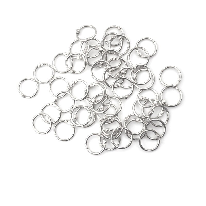 50Pcs Metall Ring Binder Grundnahrungsmittel Buch Binder Alben Lose-blatt Buch Hoops 15-80mm Lose Blatt ring Keychain Büro Bindung Liefert