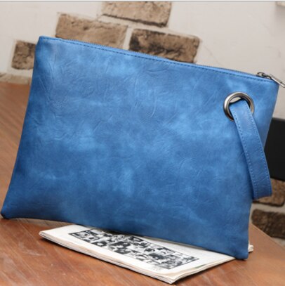 Women Party Clutches PU Leather Envelope Clutch Bag Handbag Lady Female Vintage Evening Bag: blue