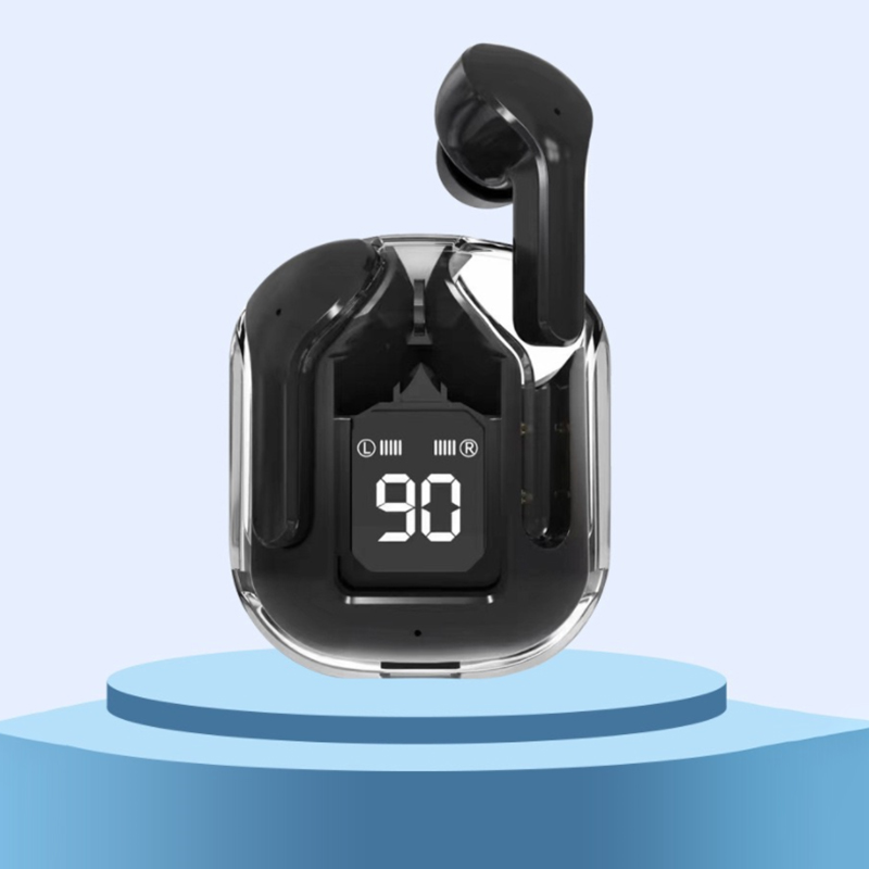 Bezprzewodowe słuchawki TWS Przezroczysty zestaw słuchawkowy douszny Bluetooth ENC Słuchawki sportowe LED Power Cyfrowy wyświetlacz Stereofoniczne słuchawki douszne: Black