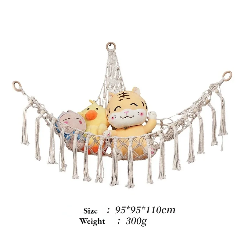 Boho Hangmat Net Speelgoed Opslag Kinderkamer Opslag Decoratie Speelgoed Knuffels Speelgoed Hangmat Net Organiseren Opslag Hangmat: Donker Kaki