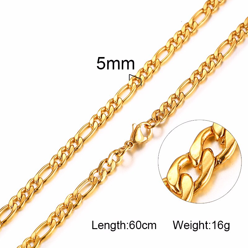 HANDSOME MEN'S FILLED BOXCHAIN CUBA LINK CHOKER FIGARO CHAIN NECKLACE IN ENDURABLE STAINLESS STEEL MALE FEMALE JEWELRY: NC-158-60G