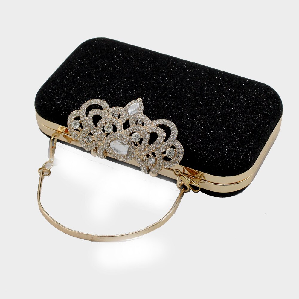 Kingluck dames cocktailhandtas met pauwensluiting en strass steentjes