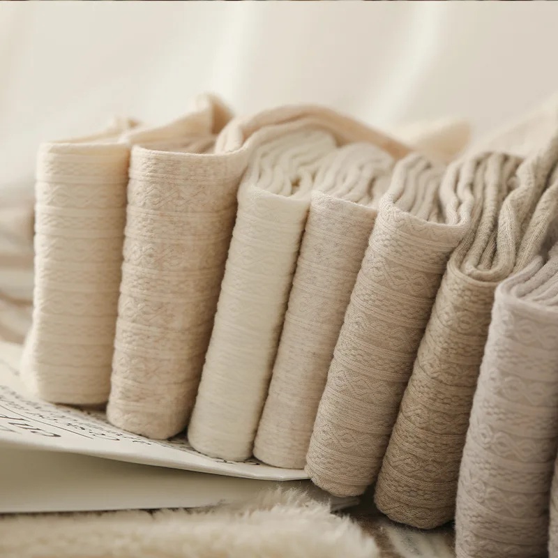 Figurformende, cremefarbene, gestreifte, gedrehte strumpfhose für damen, dünne Vlies-basisschichtsocken für frühling und herbst, Ideal für draussen-aktivitäzehn