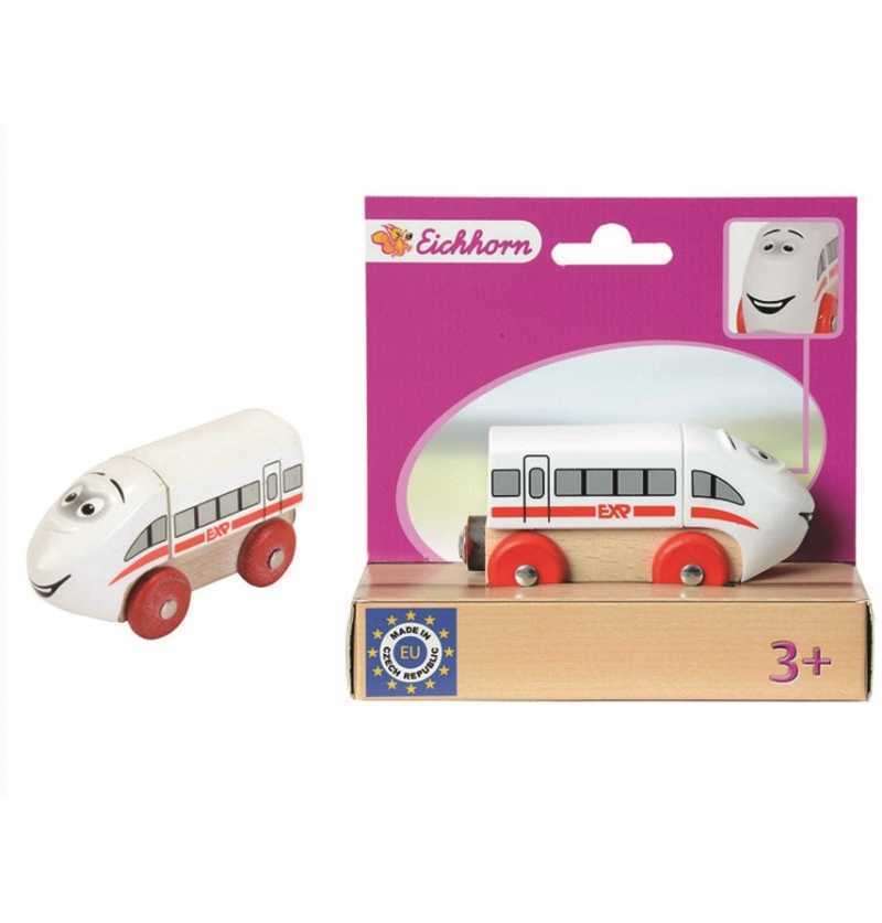 Train avec visage en bois