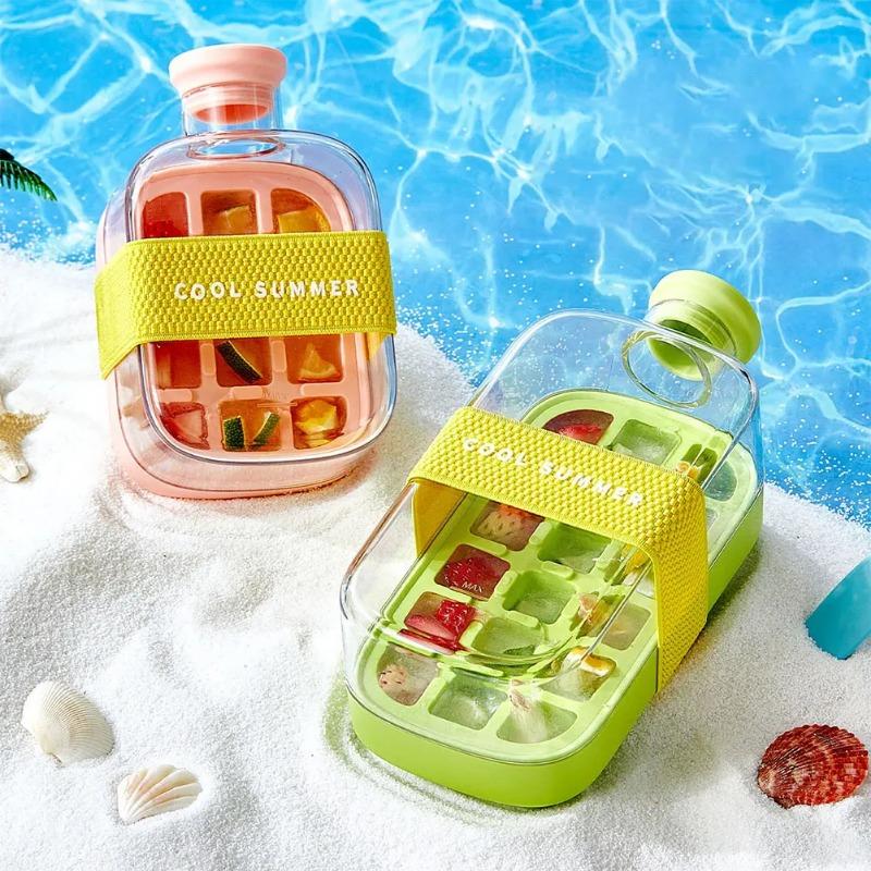 500/800 ml 2in1 ijsblokjesbakje met waterfles Druktype Draagbare ijsmachine Hoge capaciteit ijsvorm voor thuiskeuken Zomergebruik