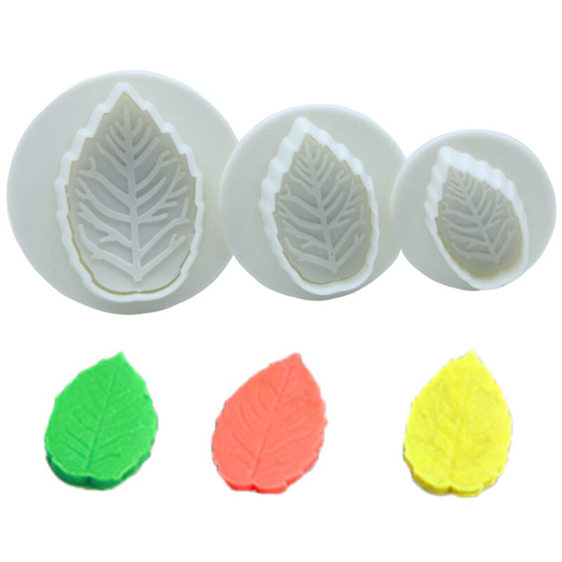 3 Stks/set Cake Rose Leaf Plunger Fondant Decorating Sugar Craft Mold Cookie Biscuit Cutter Cake Decorating Gebak Cake Gereedschap