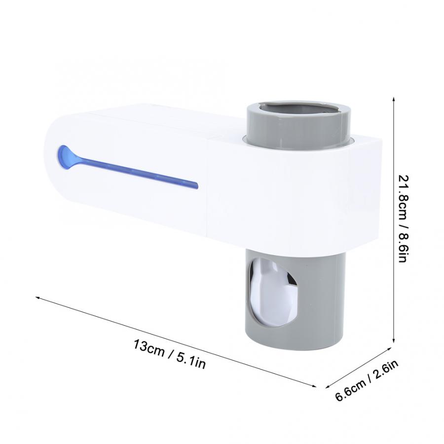Wall Mounted 2 in 1 UV Light Ultraviolet Toothbrush Automatic Toothpaste Dispenser Sterilizer Toothbrush Holder Cleaner