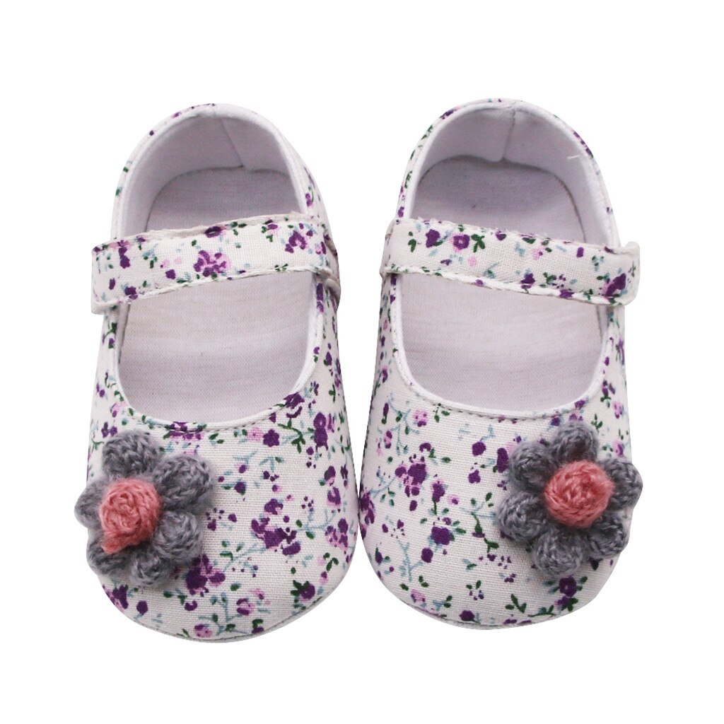 Sandales à bout rond pour -né fille, jolies chaussures imprimées de fleurs, à semelle souple, pour enfant en bas âge, 45, décontracté: GRIS / 13