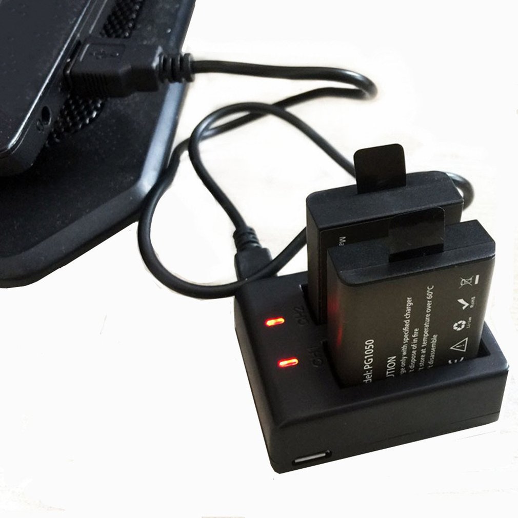 Cargador USB Dual + batería recargable de la cámara del Li-Ion de 2 uds para la cámara de acción del deporte de la manera de Eken H9 H9 Pro
