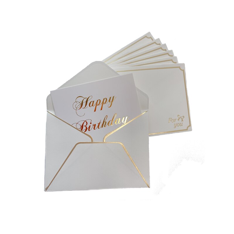 1Set Bronzing Ironing envelope with card MINI White cards wedding happy birthday Invitation 80*60MM: birthday