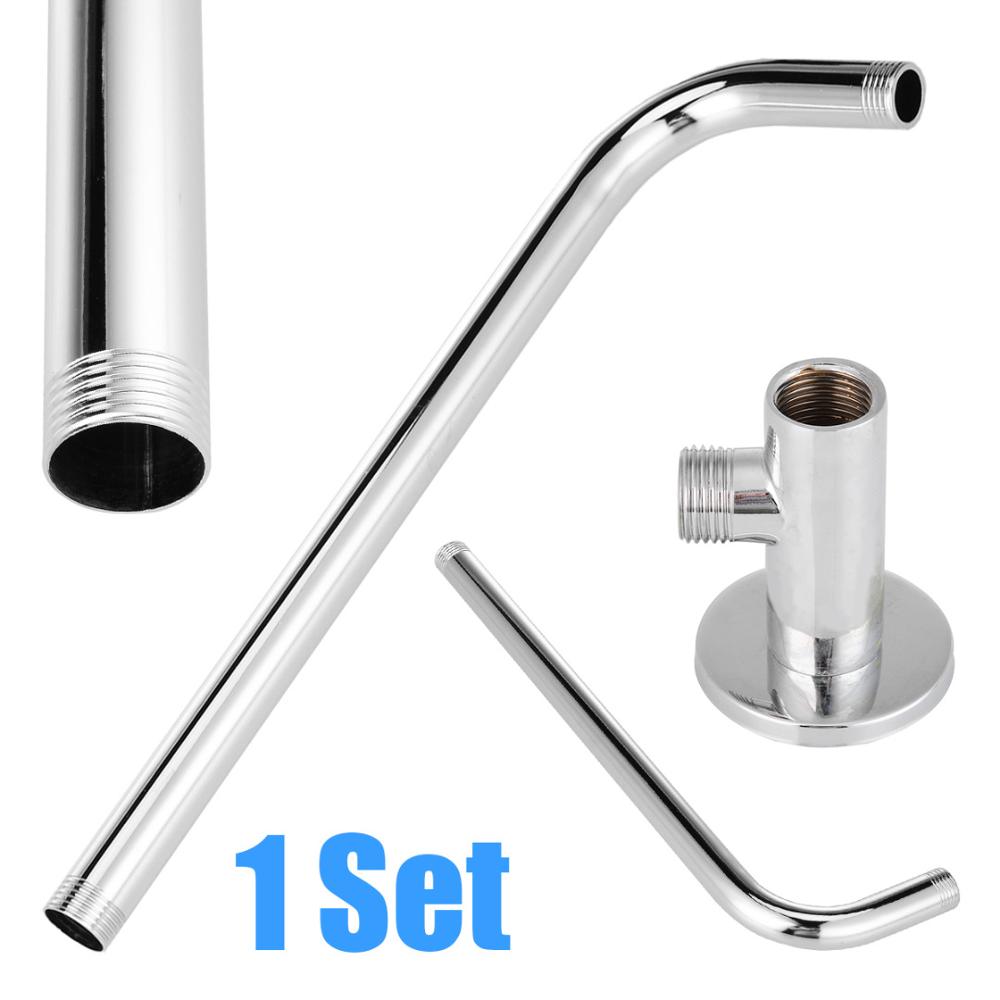 Chromed Plated Shower Head Extension Arm Kit Wall Mounted Shower Head Arm Mount Base For Home Bathroom Fixture Hardware