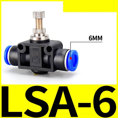 SA-conector rápido neumático de 4mm, 6mm, 8mm, 10mm, 12mm, manguera de flujo de gas, Conector de válvula de regulación manual, controlador de velocidad del aire: SA-6