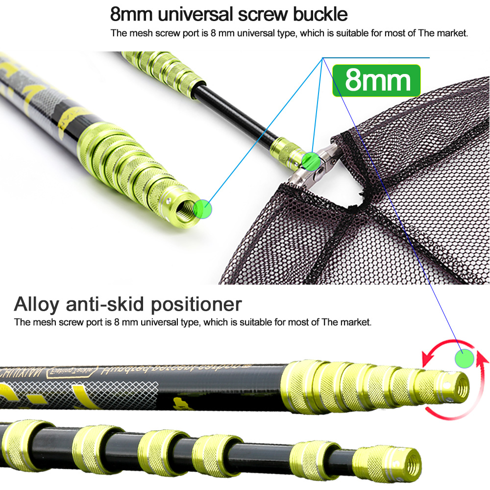JOSBY 3m 4m 2.1m Fishing Net Fish Landing Net Foldable Collapsible Telescopic Pole Handle Durable Mesh