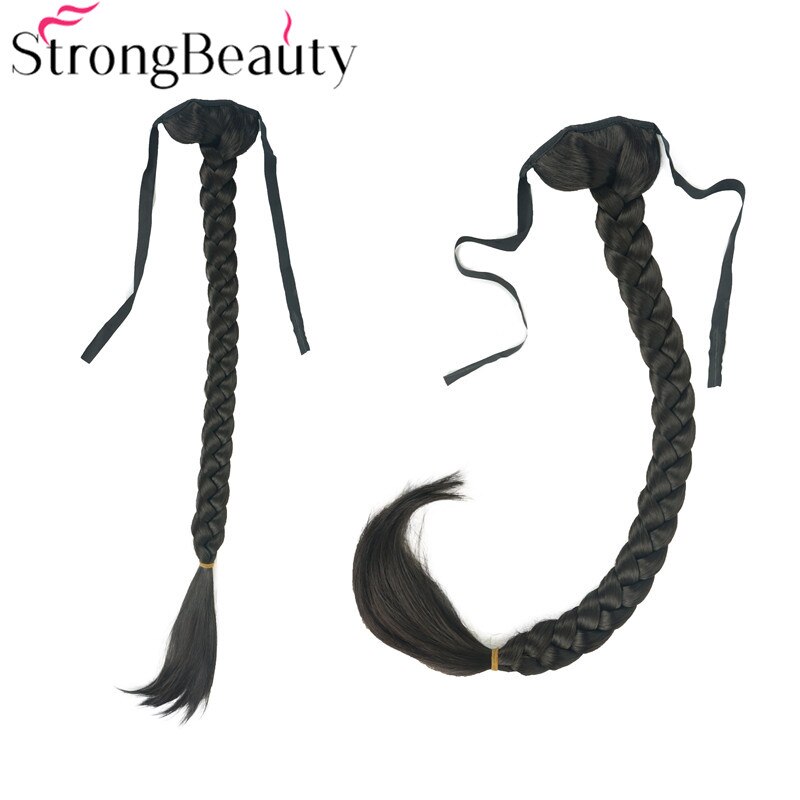Strongbeauty lang fiskehale fletning hestehale forlængelse syntetisk bindebånd hårstykke 16 farver: 4
