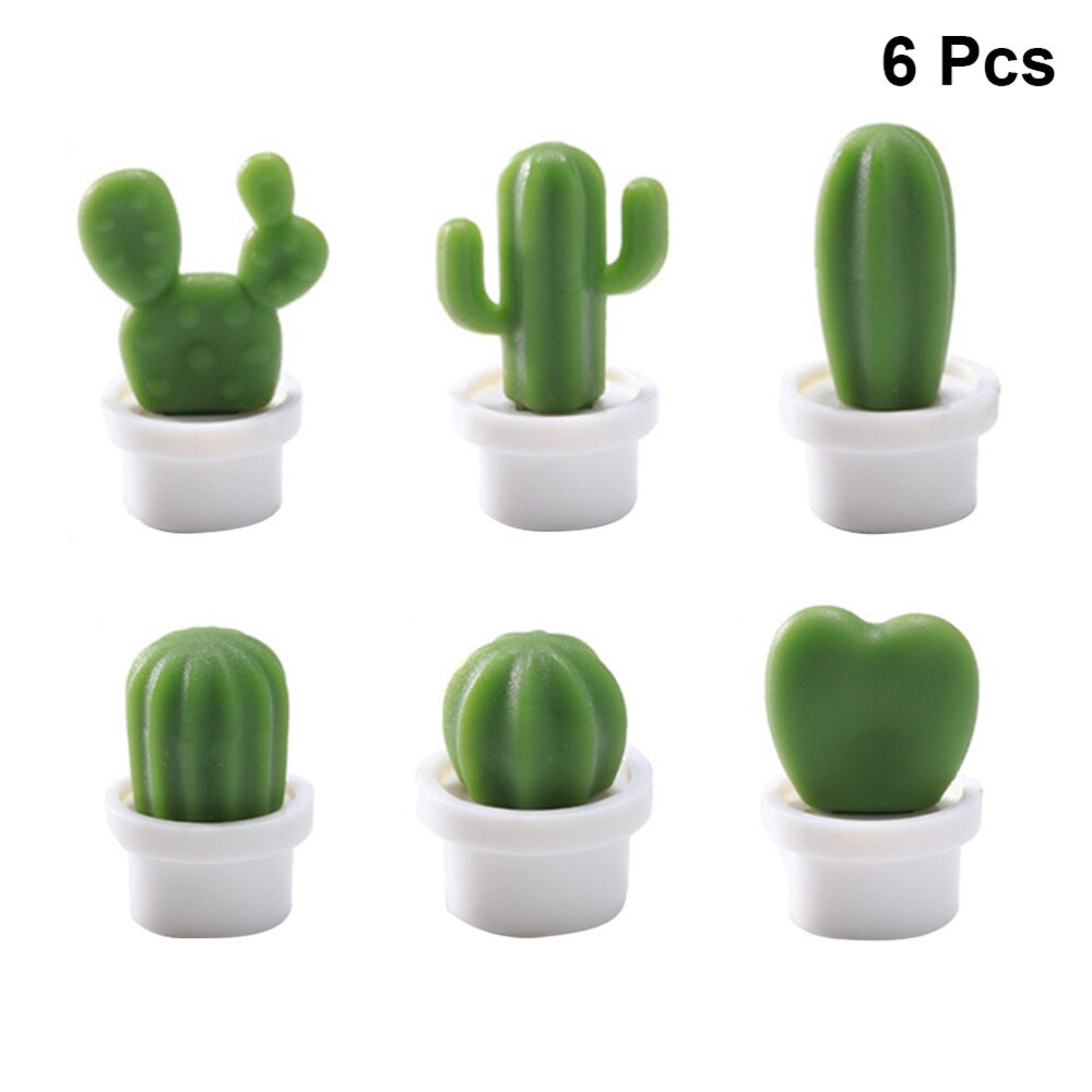 6pcs Magnetic Fridge Stickers 3D Decorations Whiteboard Magnets Picture Clip(White Base): White
