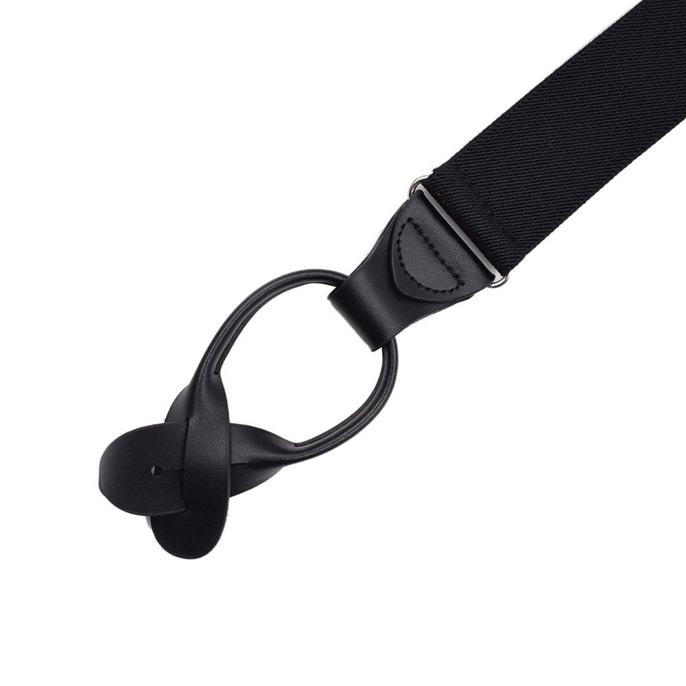 Suspenders for Men Y-Back PU Leather Trimmed Button End Men's Wedding Tuxedo Braces Suspenders for Father Husband