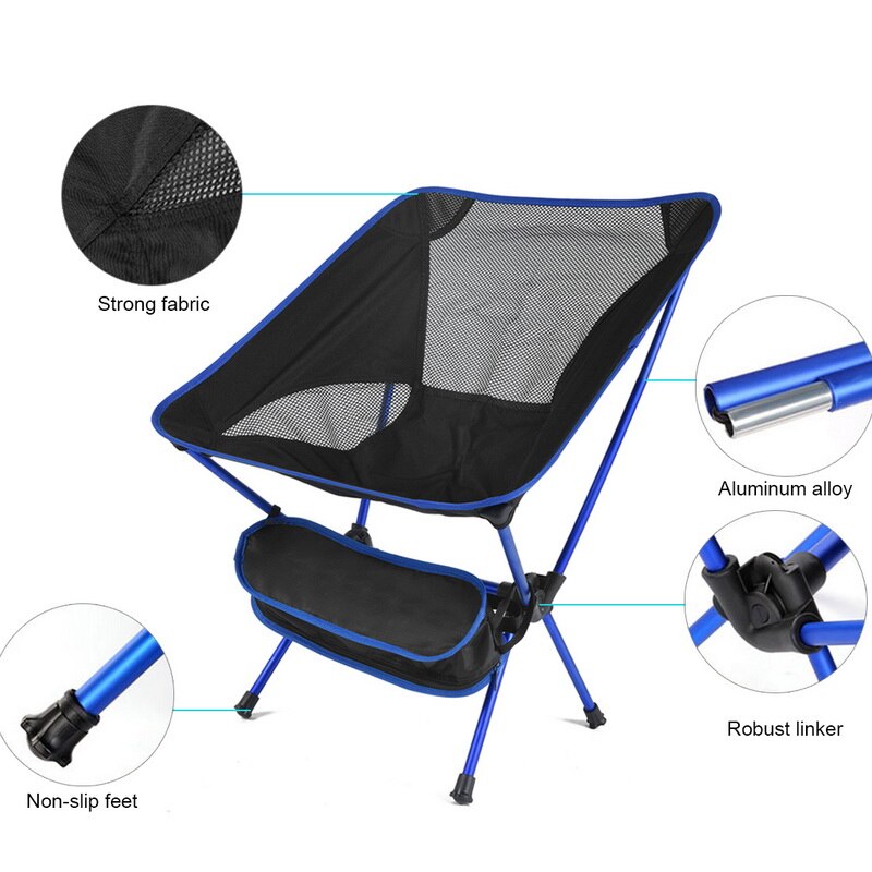 Camping opvouwbare stoel, maximale belasting, draagbare lichtgewicht stoel voor kantoor, thuis, wandelen, picknick, 150kg strandstoelen, buitenstoelen voor vissen