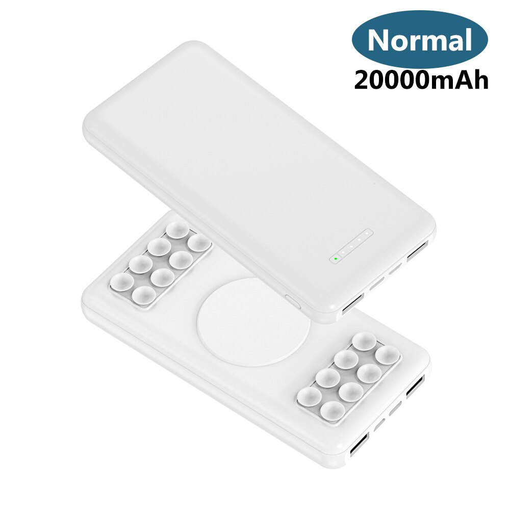 Caseier Sucker Cup Draadloze Power Bank 10000 Mah 18W Pd Qc 3.0 Snel Opladen Powerbank 10000 Mah Draagbare Oplader voor Xiaomi: White 20000mah