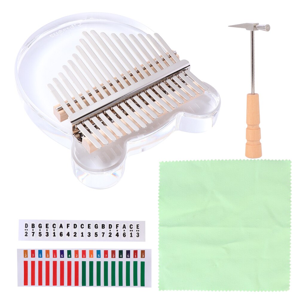 1 Set Kalimba 17 Keys Thumb Piano Crystal Kalimba Mbira Bear Shape Finger Piano: Default Title