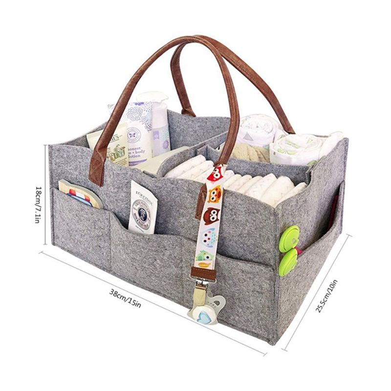 Sac de rangement pliable en feutre pour organisateur de couches pour bébé compartiments interchangeables multifonctions portables pour couches pour enfants -né maman