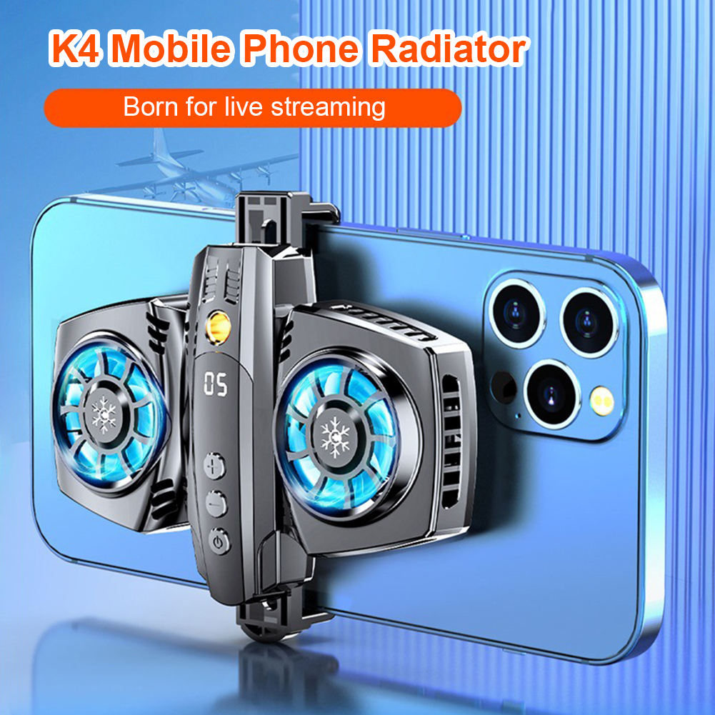 K4 Mobiele Telefoon Radiator Met Smartphone Temperatuur Display Dual Cooling Fan Mobiele Telefoon Koeler Voor Huawei Iphone Xaiomi Samsung