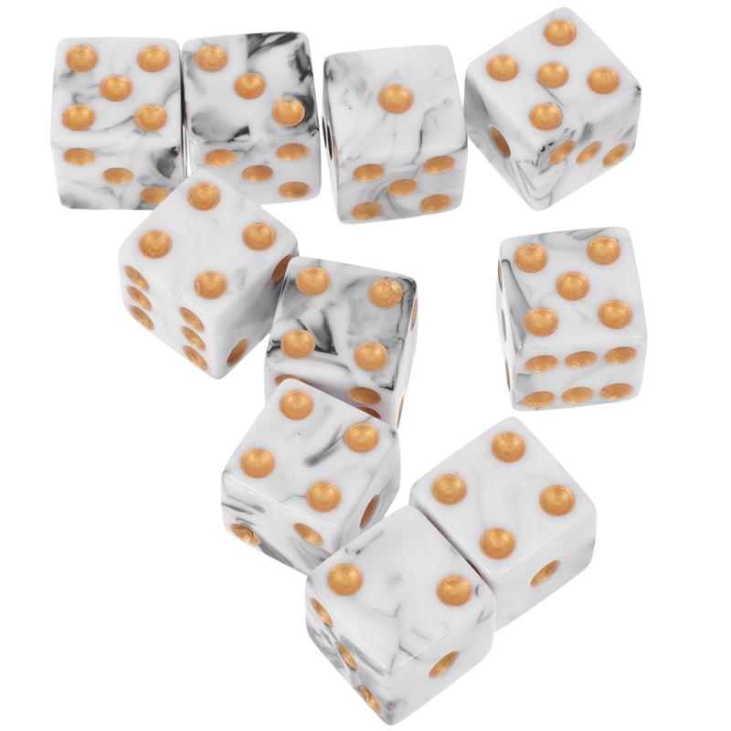 10pcs Durable Six Sided Dices Multi-sided Dice Props Solid Dice for KTV Party Games Teaching: Grigio chiaro