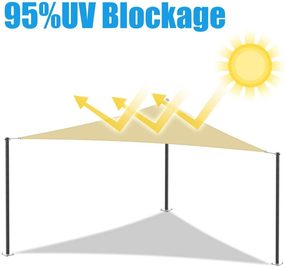 Beige Sun Shade Sail Canopy Awning, 95% UV Blockage Water Permeable, Commercial & Residential, for Patio Yard Pergola
