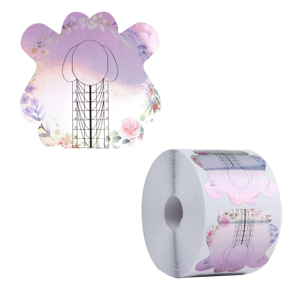 500 Uds puntas de extensión de uñas molde acrílico formas inferiores papeles de Gel de construcción plantilla de manicura herramienta francesa de fibra: Azul oscuro