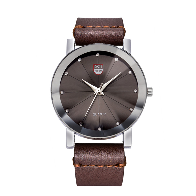 Relogio Masculino Xinew Goedkope Horloges Voor Mannen Mode Lederen Band Eenvoudige Quartz Polshorloge Erkek Barato Saat Zwart: WHITE