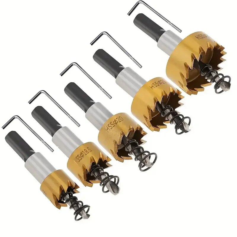 Hole Saw Cutter Drill Bit Set Holesaw Core HSS Wood Soft Metal Sheet Plastic PVC Stainless Steel High Speed for Power Tool: grey
