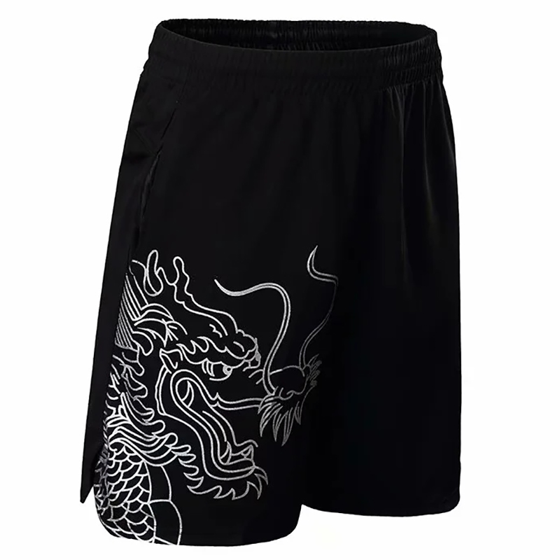 Chinese Draak Shorts Mannen Running Quick Dry Workout Bodybuilding Gym Shorts Sport Jogging Pocket Tennis Training Shorts