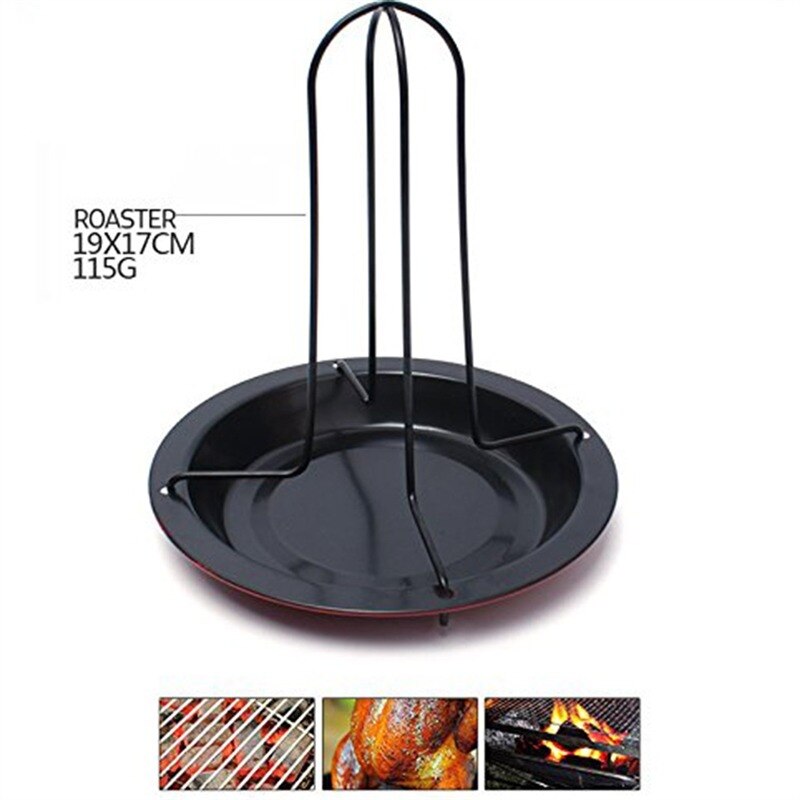 Bbq Carbon Staal Rechtop Pan Kip Koffiebrander Rack Met Kom Non-stick Outdoor Cooking Tool Bakken Pan Barbecue Grillen