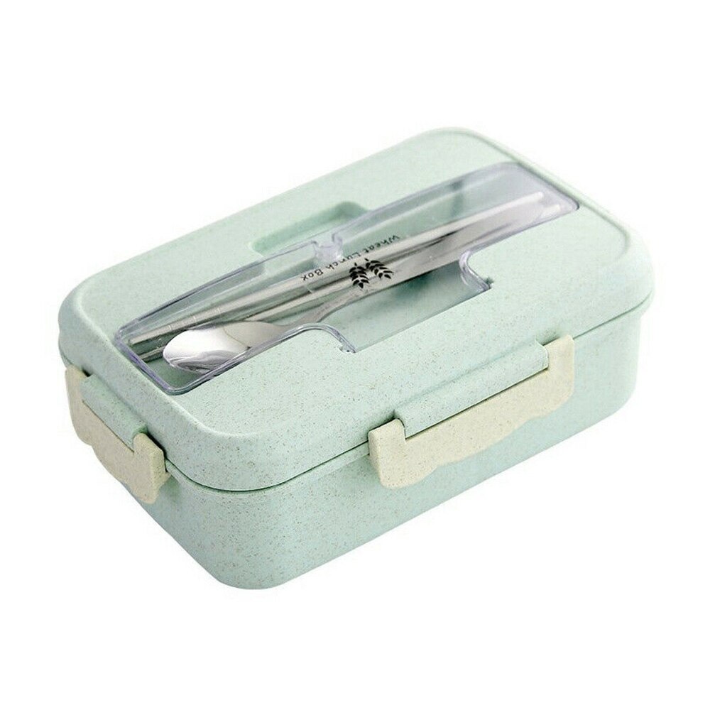 Lunchbox Voor Kinderen Volwassen Glas Magnetron Bento Box Voedsel Container En Compartiment Opslag School Kantoor Lekvrij Verwarmde 1Set: green