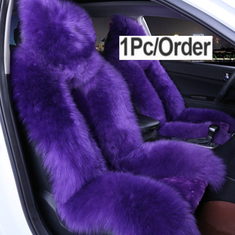 1 pièces 100% naturel fourrure australien en peau de mouton couverture de siège de voiture cheveux longs universel coussin siège de voiture protecteur fourrure housse de siège: 1pcs purple