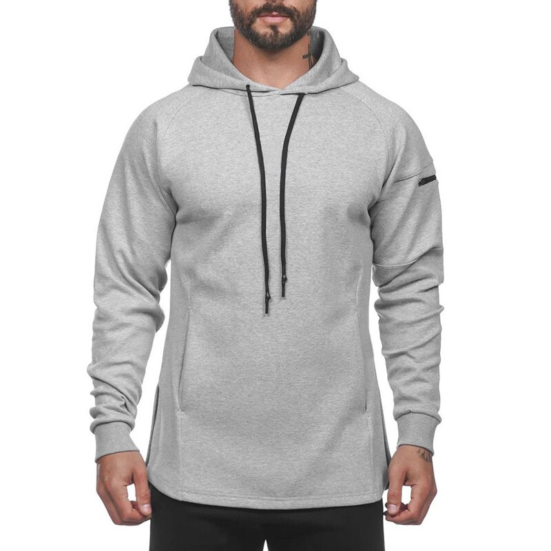 AYJK7 Fitness Mens Sport Jacket Coat Phone Pockect Hooded Running Jackets Sportswear Workout Jogging Men Sweatshirts Hoodie