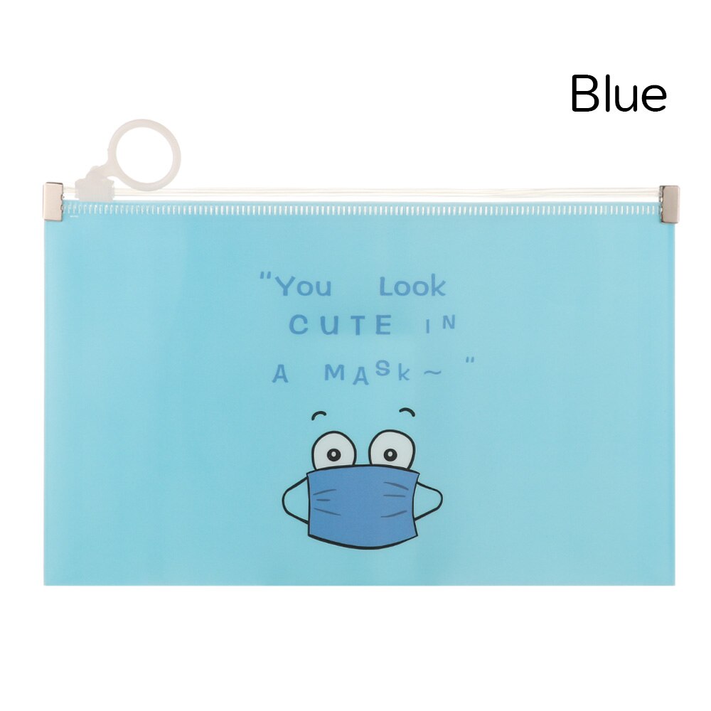 1PC Portable Transparent Anti-dust Mask Storage Bag Dustproof Pollution-Free Face Masks Container Plastic Mask Cover Bag: blue