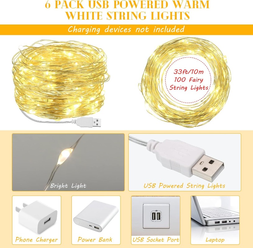 10/20/30M USB LED String Lights Copper Silver Wire Garland Light Waterproof Fairy Lights For Christmas Wedding Party Decoration
