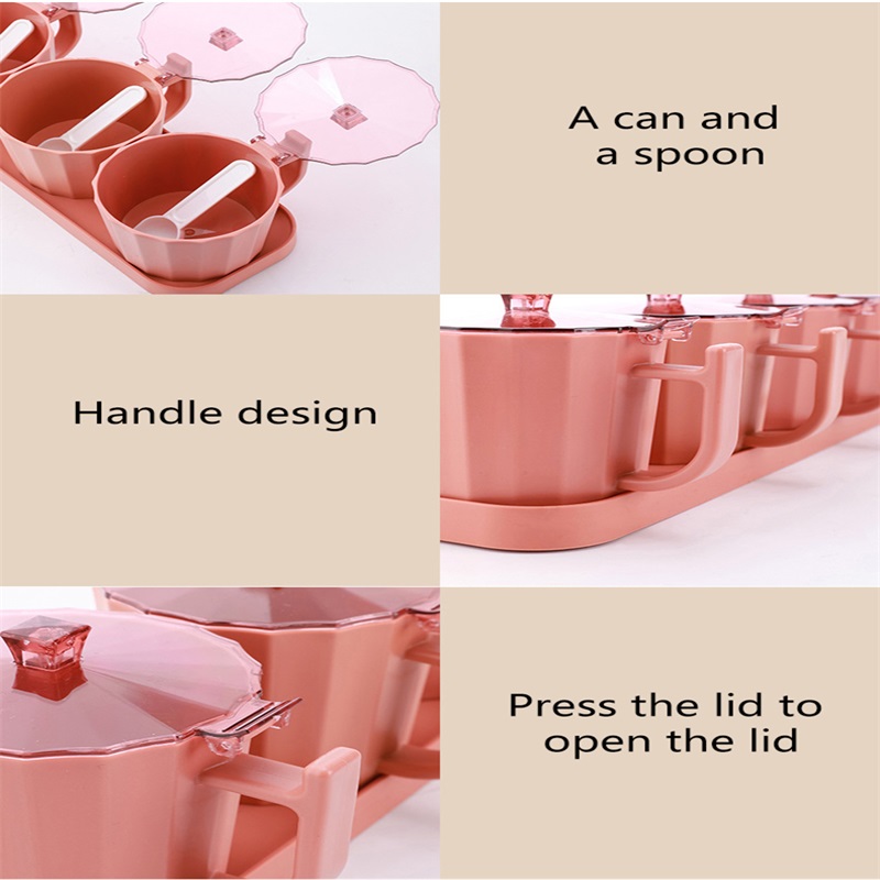 Kitchen Spice jar Set Multi-grids Seasoning Box With Lids Spoon Plastic Pepper Salt Condiment Bottle Kitchen Tools Accessories