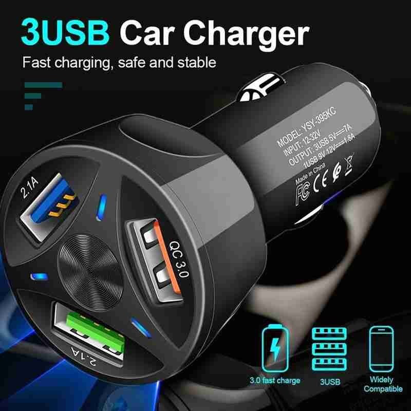 Universele 3 Poorten Usb Car Charger Met Led Display Sigaret Opladen Multifunctionele Charger Aansteker Auto Mobilephone Adapter H4Y6