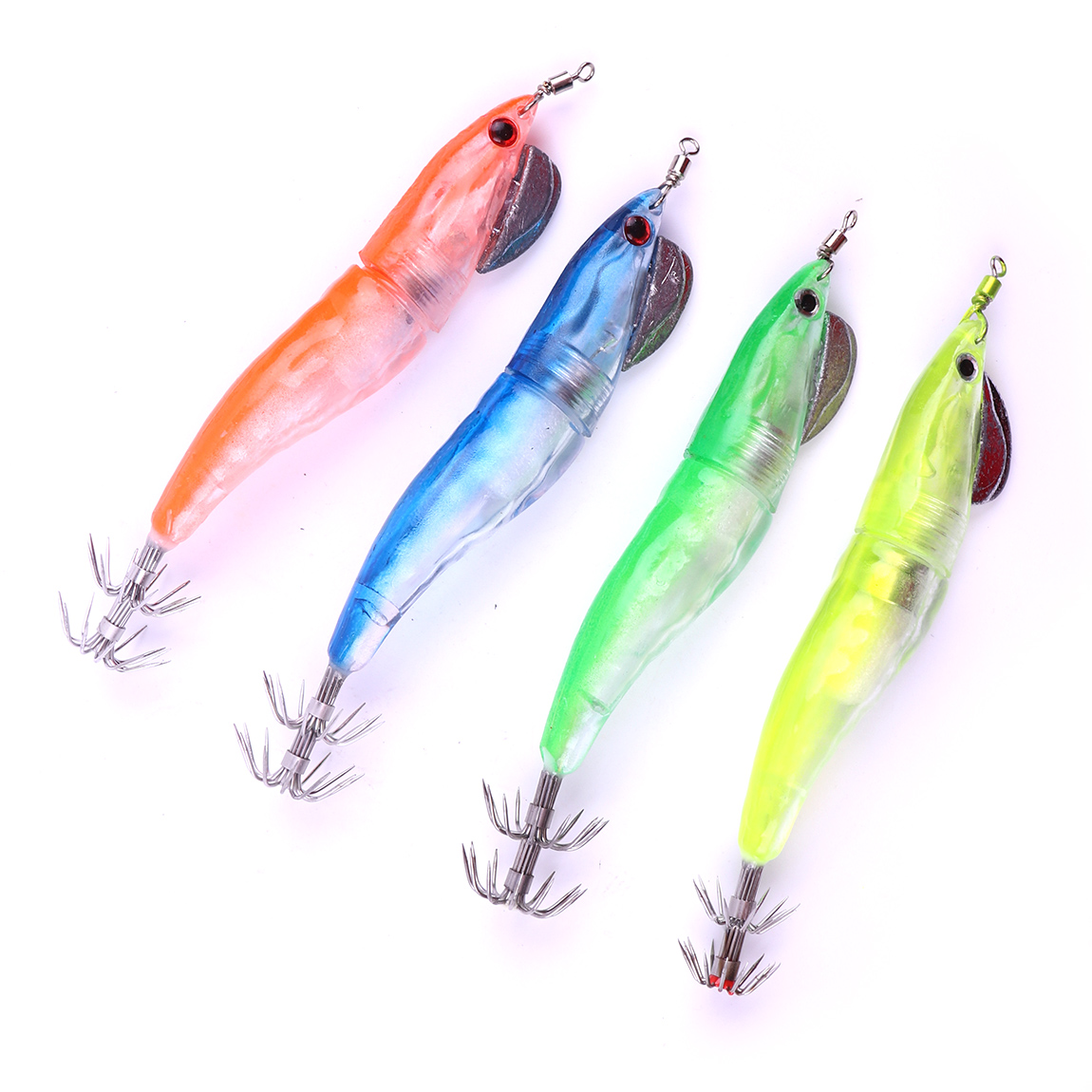 1pcs 100% and Brand Shrimp Squid Fishing Lure Special Multy Colour LED Lighted Clear Prawn Squid Jig