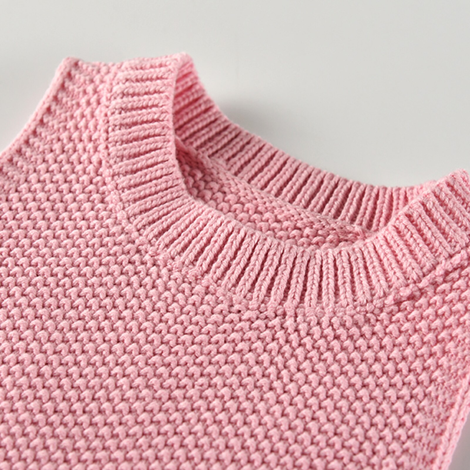Meisjes jongens top, herfst shirt, ronde hals mouwloos casual elastische zoom winddicht warm breien blouse: Roze / 24m