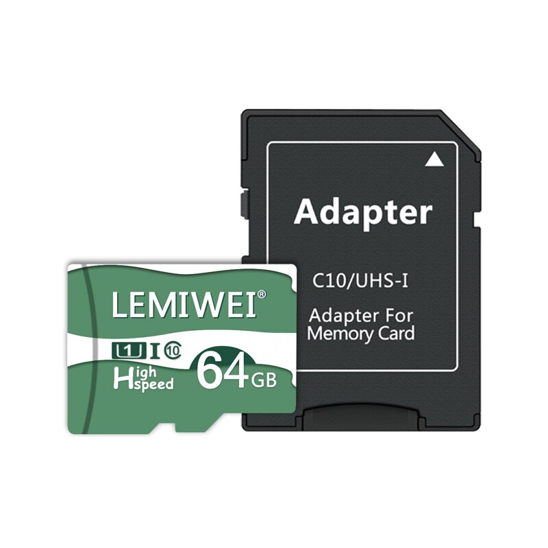 Geheugenkaart 64Gb 32Gb 16Gb 8Gb Tf Flash Card High Speed UHS-I Lemiwei Geheugenkaart Transflash kaart Met Adapter Voor Telefoon: 64GB-Adapter