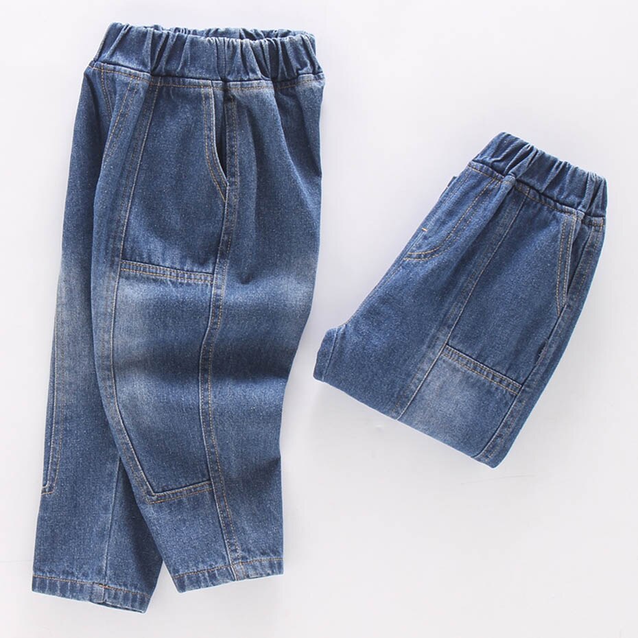 Vaqueros para niñas pequeñas, pantalones vaqueros de Patchwork para niños, vaqueros de pierna ancha para niñas de primavera y otoño, ropa de estilo informal para niños.