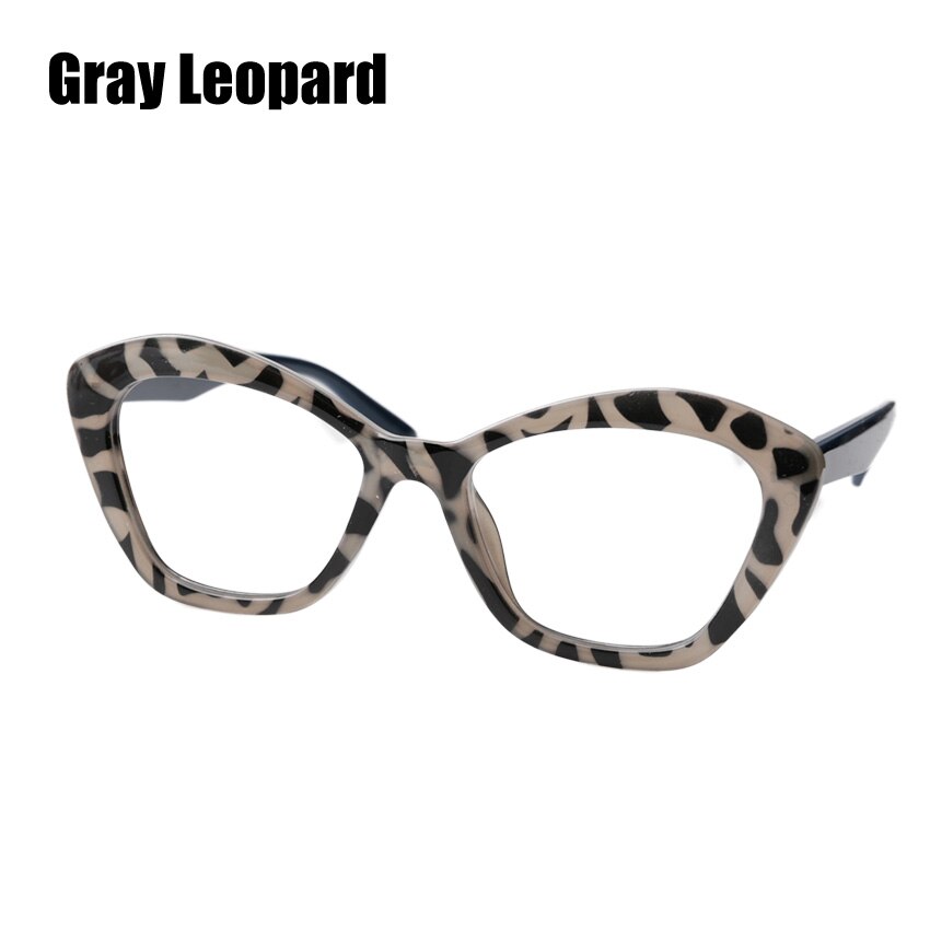SOOLALA Katze Auge Brillen Rezept Brillen Rahmen Frauen Gläser Klare Linse Myopie Optische Gläser: grau Lepard